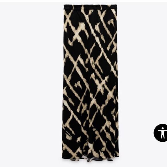 ZARA PRINTED FLOWING SKIRT XS BLACK/CREAM NWT - Picture 8 of 8